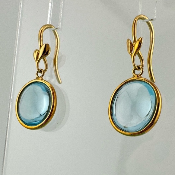 Tiffany & Co. Jewelry - RARE Tiffany & Co. 18k Blue Topaz Olive Leaf Drop Earrings Paloma Picasso